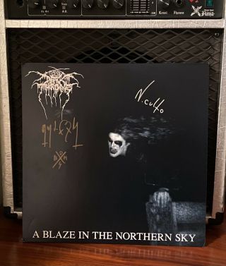 Signed Darkthrone A Blaze In The Northern Sky Vinyl Record Mayhem Black Metal