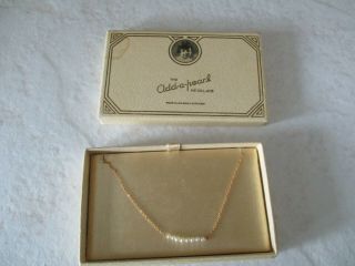 Vtg 14k Gold The Add A Pearl Baby Necklace W/ Box With 8 Pearls From Estate
