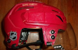ARIZONA COYOTES Liam Kirk worn red CCM helmet 64 (2018,  19 development camps) UK 2