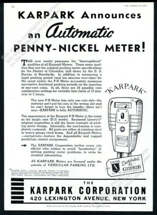 1939 Karpark Parking Meter Illustrated Vintage Trade Print Ad 1