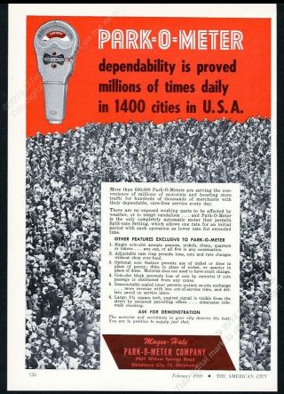 1959 Park O Meter Parking Meter Photo 1400 Cities In Usa Vintage Trade Print Ad