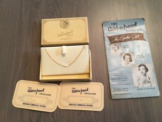 Vtg 14k Gold The Add A Pearl Baby Necklace W/ Box & Oriental Pearl Card