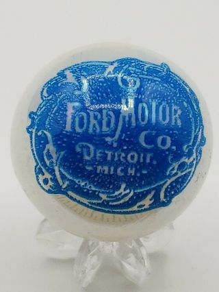 Ford Motors Blue Oval Car Logo Pearl White Shooter Marble Collectible