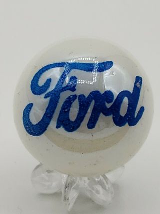 Ford Motors Blue Car Logo Pearl White Shooter Marble Collectible