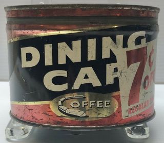 Vintage Dining Car “7 Cents Off” 1 Pound Coffee Tin With Lid
