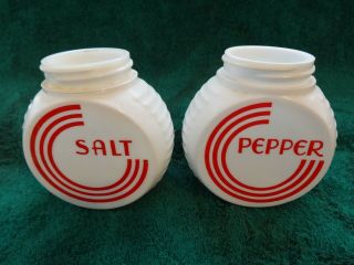 Vintage Mckee Stove Top Salt & Peppers Milk Glass 1930’s Art Deco Style No Lids