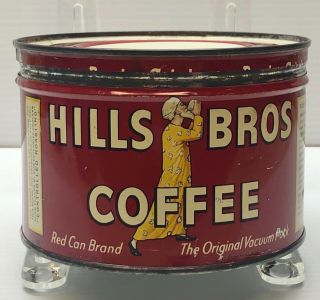 Vintage Hills Bros Coffee “red Can Brand” 1 Pound Coffee Tin With Lid