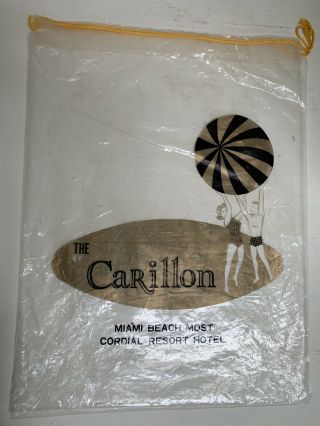 Carillon Hotel Miami Beach,  Fl Vintage Travel Bag With Drawstring,  Nostalgia