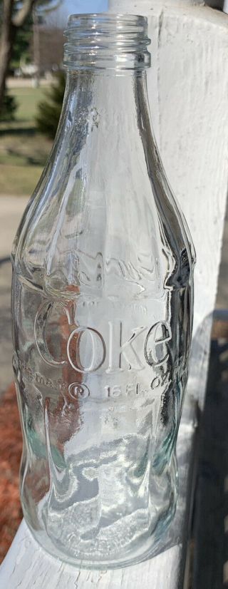 Vintage 1977 Clear Glass Coke Coca - Cola Bottle No Refill 16 Oz