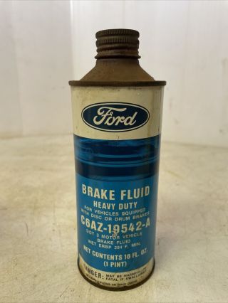 Vintage 16oz Ford Brake Fluid Cone Top Oil Can Full