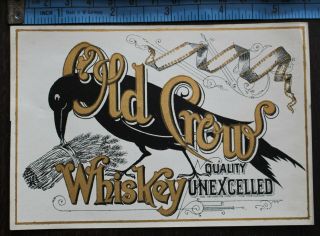 Vintage Old Crow Whiskey Label.  Rare