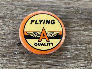 Vintage Tidewater Oil Co Flying A Quality Celluloid Collectible Button Pin
