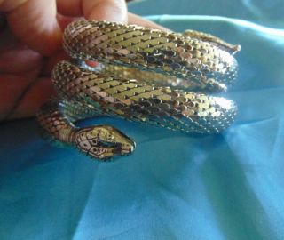 Silver - Tone Mesh Triple Coiled Whiting And Davis Snake Bracelet