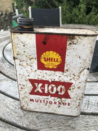 Old Shell X - 100 Motor Oil Can