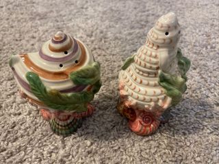 Fitz And Floyd Classics Oceana Seashell Salt And Pepper Shakers Coral Shell 1999