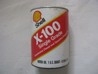 Full Vintage Shell X - 100 Motor Oil Can One Quart (paper)