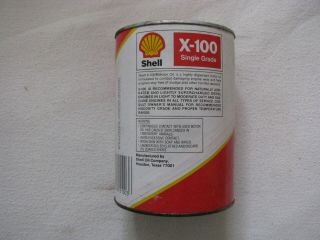 FULL Vintage Shell X - 100 Motor Oil Can One quart (paper) 3