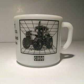 Vintage 1985 Case Tractor Allis - Chalmers Combine Milk Glass Coffee Cup Mug
