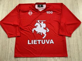 Iihf Lithuania Red Practice Game Worn Ice Hockey Jersey Shirt Tackla Size Xl