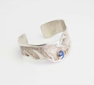 Handmade Artisan One Of A Kind 925 Sterling Silver Lapis Lazuli Cuff Bracelet
