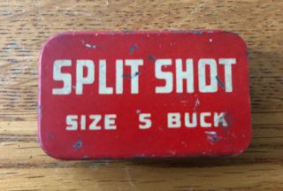Vintage Split Shot Size 5 Buck Sinker Tin Very Rare 1 5/8” Tin Only Fishing