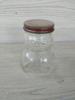 Vintage Sun - Ra Hot Dog Sauce Jar Fat Man With Lid Clear Glass