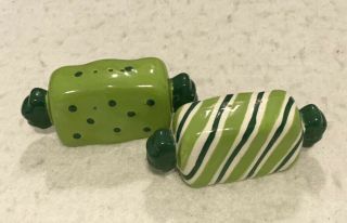 Green Ceramic Christmas Candy Salt And Pepper Shakers