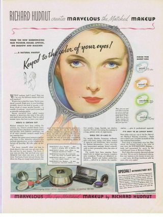 1936 Richard Hudnut Marvelous Matched Makeup Keyed To Color Of Eyes Print Ad