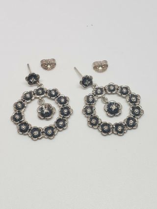 Gently Stephen Dweck Sterling & Diamond Flower Dangle Earrings