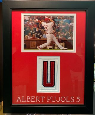 Albert Pujols Rookie Year Game Patch Cardinals Jersey 11x14 Frame Mears