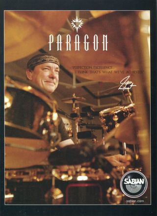 2005 Print Ad Of Sabian Paragon Drum Cymbals Neil Peart Rush Signature Series
