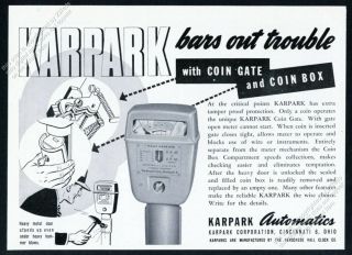 1945 Karpark Parking Meter Photo Vintage Trade Print Ad 2