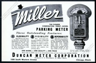 1941 Duncan Miller Parking Meter Photo Vintage Trade Print Ad 2