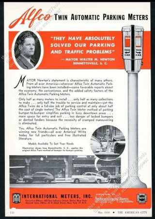 1950 International Alfco Twin Parking Meter Photo Vintage Trade Print Ad
