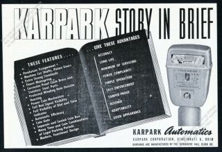 1945 Karpark Parking Meter Photo Vintage Trade Print Ad 4