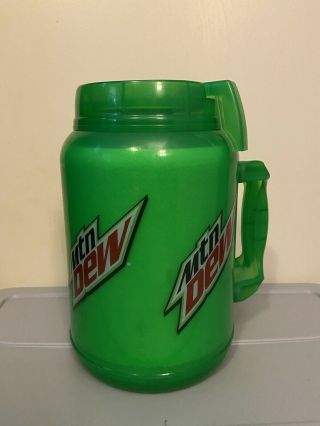 Mountain Dew Whirley Green Plastic Insulated Jug Jumbo Travel Mug 64oz Snap Lid 2