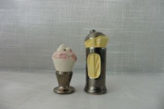Vintage Arcadia Miniature Straw Holder & Ice Cream Sundae Sat & Pepper Shakers