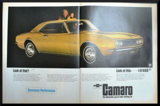 1967 Chevrolet Camaro Ss 350 Rally Sport V - 8 Engine 295 Hp Vintage Print Ad
