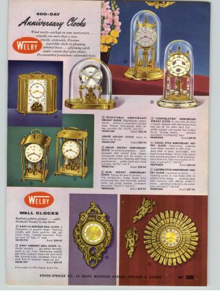 1957 Paper Ad Welby 400 Day Anniversary Clock Carriage Coach Lantern Cuckoo