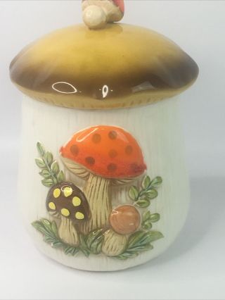 Vintage Sears & Roebuck Merry Mushroom Canister Jar 7” Tall