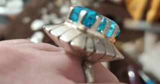 Huge Taxco Mexico Sterling Silver Blue Topaz Ring Sz 8.  5 2