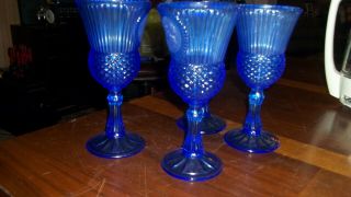 Martha Washington Avon 4 Blue Goblets