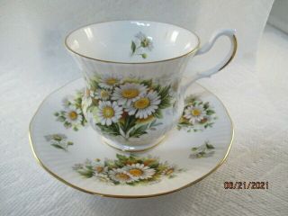 Royal Dover Tea Cup And Saucer Daisy Bone China Made In England