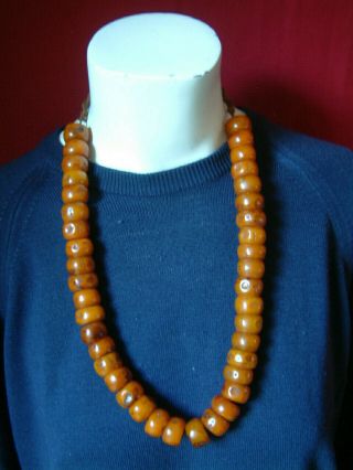 Vintage African Tree Resin Copal Dark Colour Amber Bead Necklace.