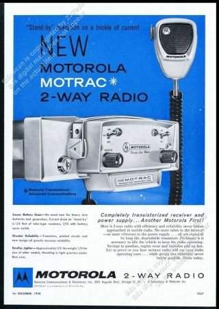 1958 Motorola Motrac 2 - Way Radio Police Fire Private Line Vintage Trade Print Ad