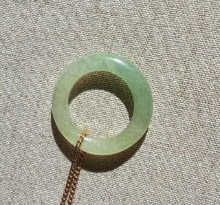 Vintage Green Stone Circle Pendant Gold Filled Chain Necklace 2