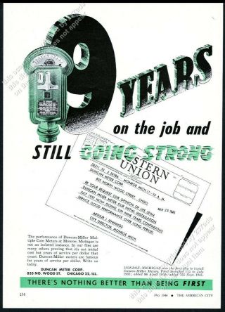 1946 Duncan Miller Parking Meter Photo Vintage Trade Print Ad 1