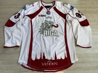 Mhl Hk Riga Latvia Dinamo Game Worn Latvija Ice Hockey Jersey Shirt Size Xl 93