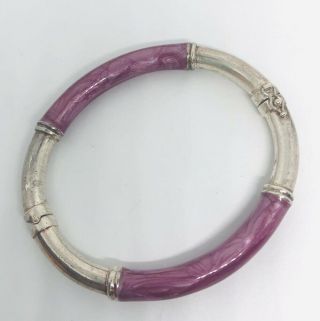 Milor Italy Sterling Silver & Purple Enamel Bangle Bracelet Vintage Jewelry