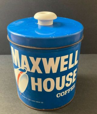 Vintage Lidded Tin Maxwell House J L Clark Rockford Illinois Canister Container